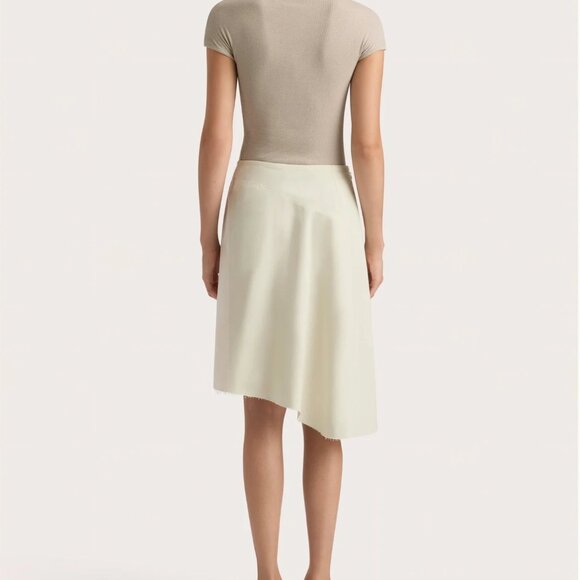 708. FAITHFUL Calais Skirt Foam Cream Asymmetrical Midi Skirt Sz 2 28"W $170 - Picture 5 of 10